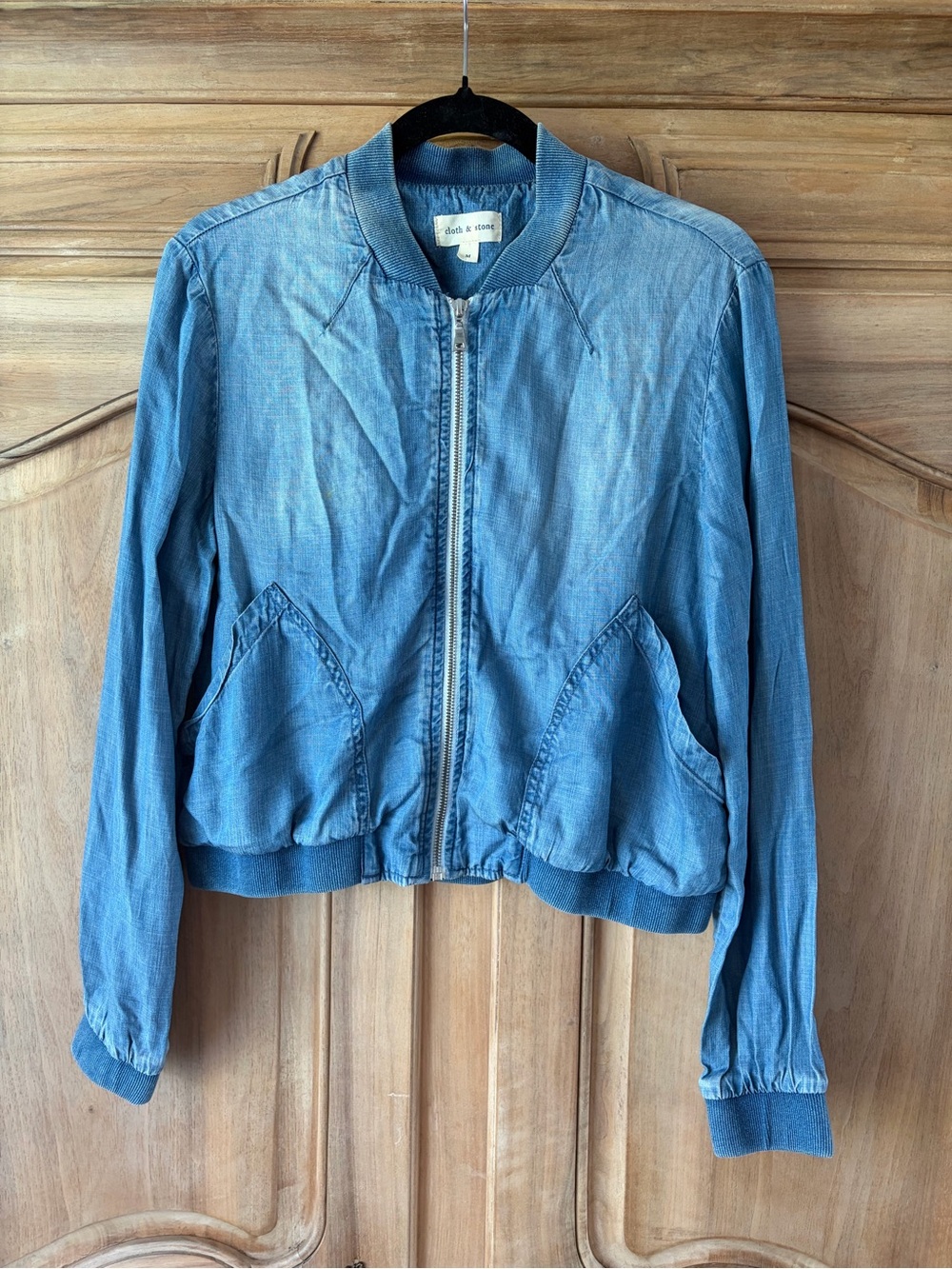 Cloth & Stone Light Blue Denim Bomber Jacket